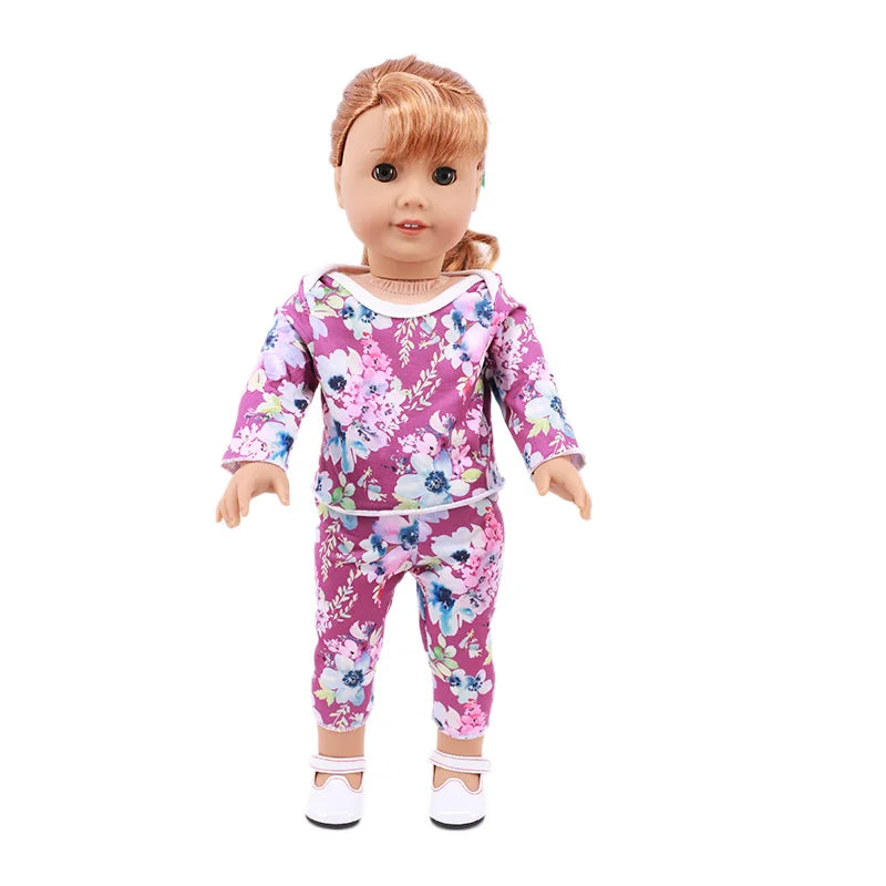 2 Pcs/Set Animal Pajamas Suit For 43 Cm Born Baby Reborn Doll Clothes Accessories 18 Inch Doll Girls Toys Our Generation Nenuco