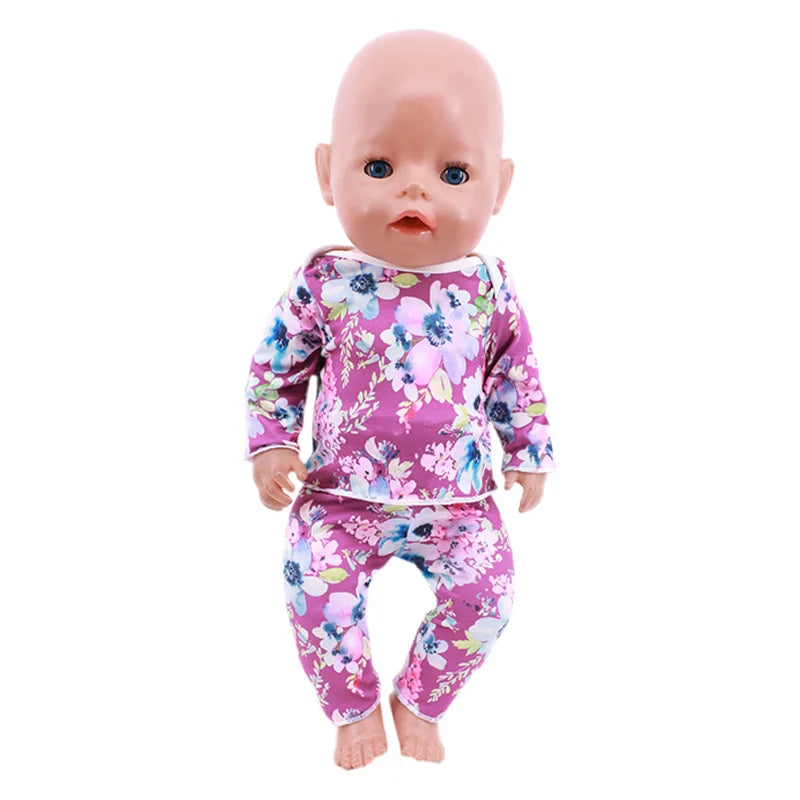 2 Pcs/Set Animal Pajamas Suit For 43 Cm Born Baby Reborn Doll Clothes Accessories 18 Inch Doll Girls Toys Our Generation Nenuco