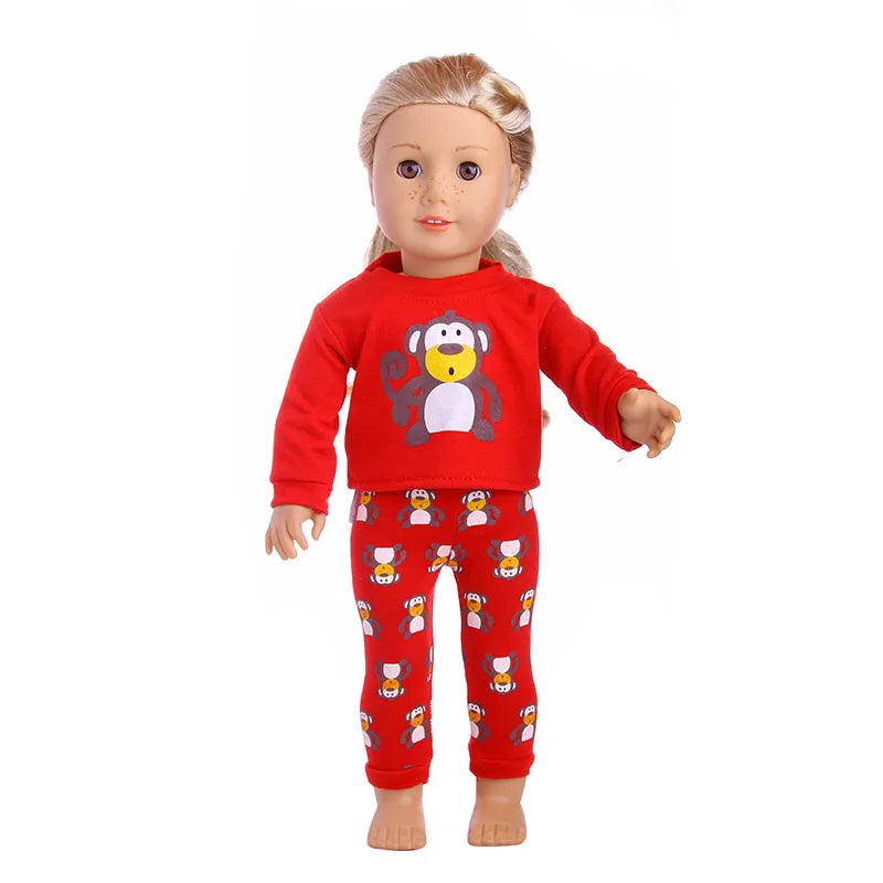 2 Pcs/Set Animal Pajamas Suit For 43 Cm Born Baby Reborn Doll Clothes Accessories 18 Inch Doll Girls Toys Our Generation Nenuco