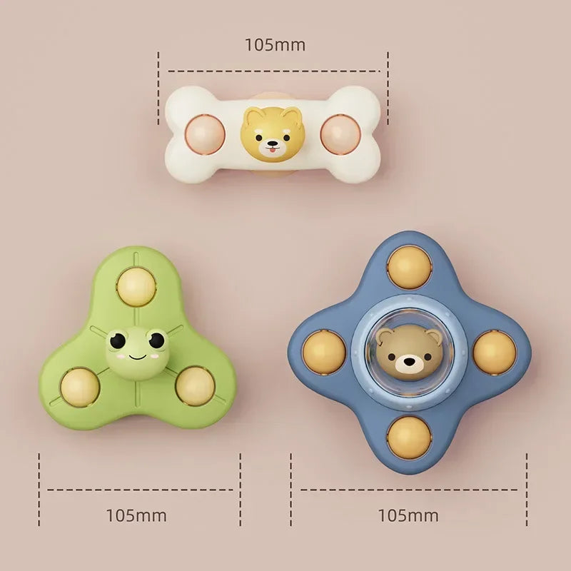 Baby Bath Toys Funny Bathing Sucker Spinner Suction Cup Cartoon Rattles Fidget Educational Toys For Children Boys Gift