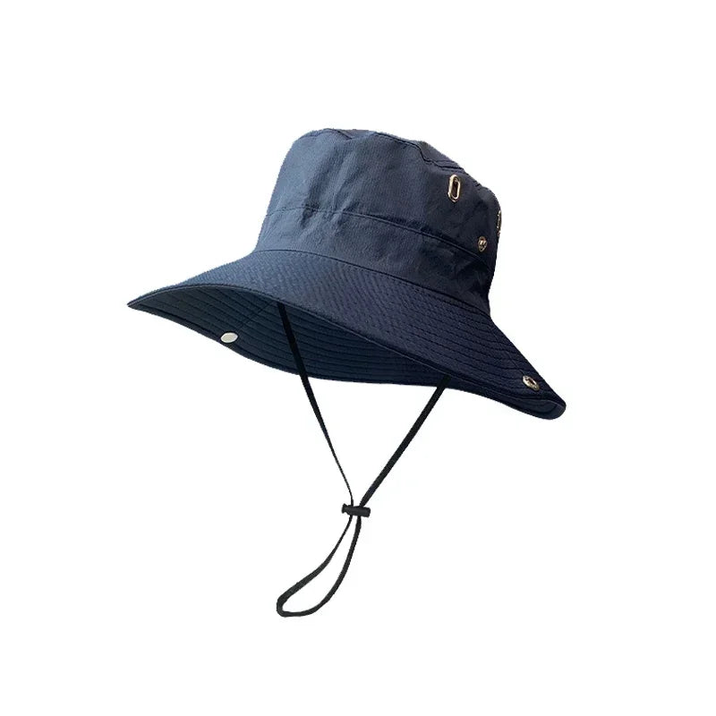 Summer Bucket Hat for Men Fisherman Cap Fishing Outdoor Sunshade Big Brim Sunscreen Riding Hiking Suncreen Sunhat