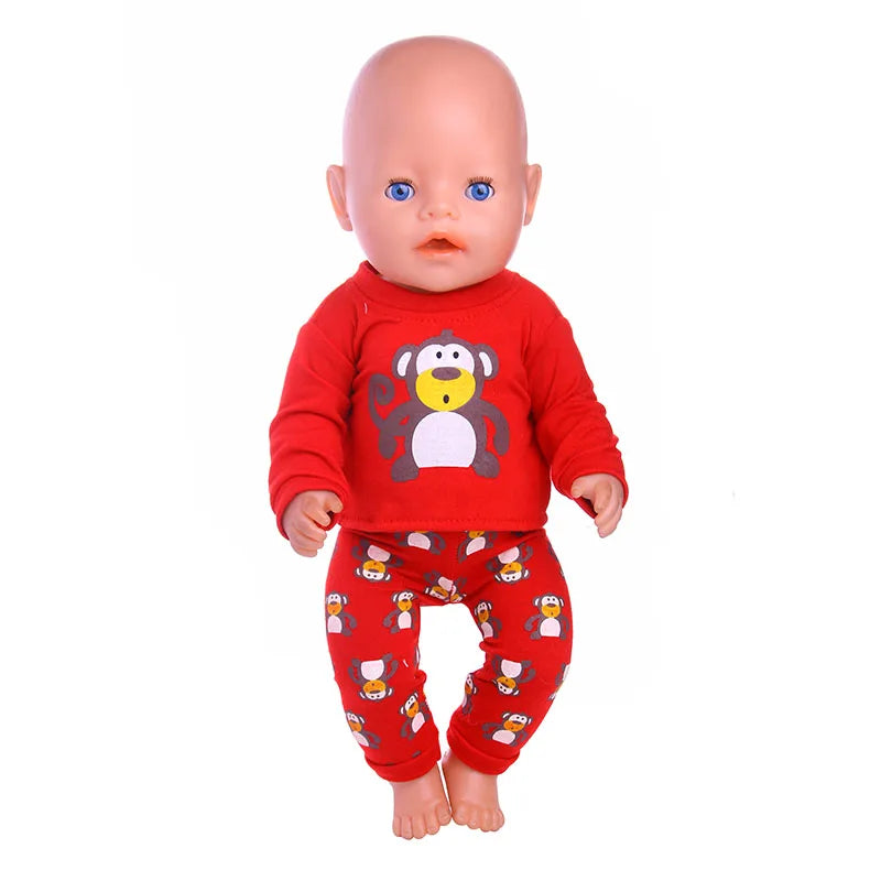 2 Pcs/Set Animal Pajamas Suit For 43 Cm Born Baby Reborn Doll Clothes Accessories 18 Inch Doll Girls Toys Our Generation Nenuco