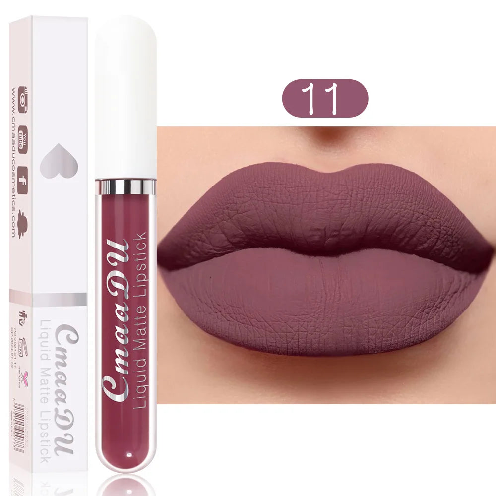 Sexy Long Lasting Velvet Matte Lip Gloss Rose Liquid Lipstick Makeup Women Beauty Red Nonstick Cup Waterproof Lip Gloss 18 Color