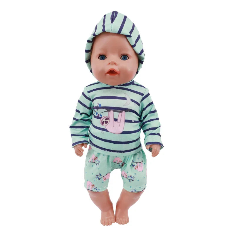 2 Pcs/Set Animal Pajamas Suit For 43 Cm Born Baby Reborn Doll Clothes Accessories 18 Inch Doll Girls Toys Our Generation Nenuco