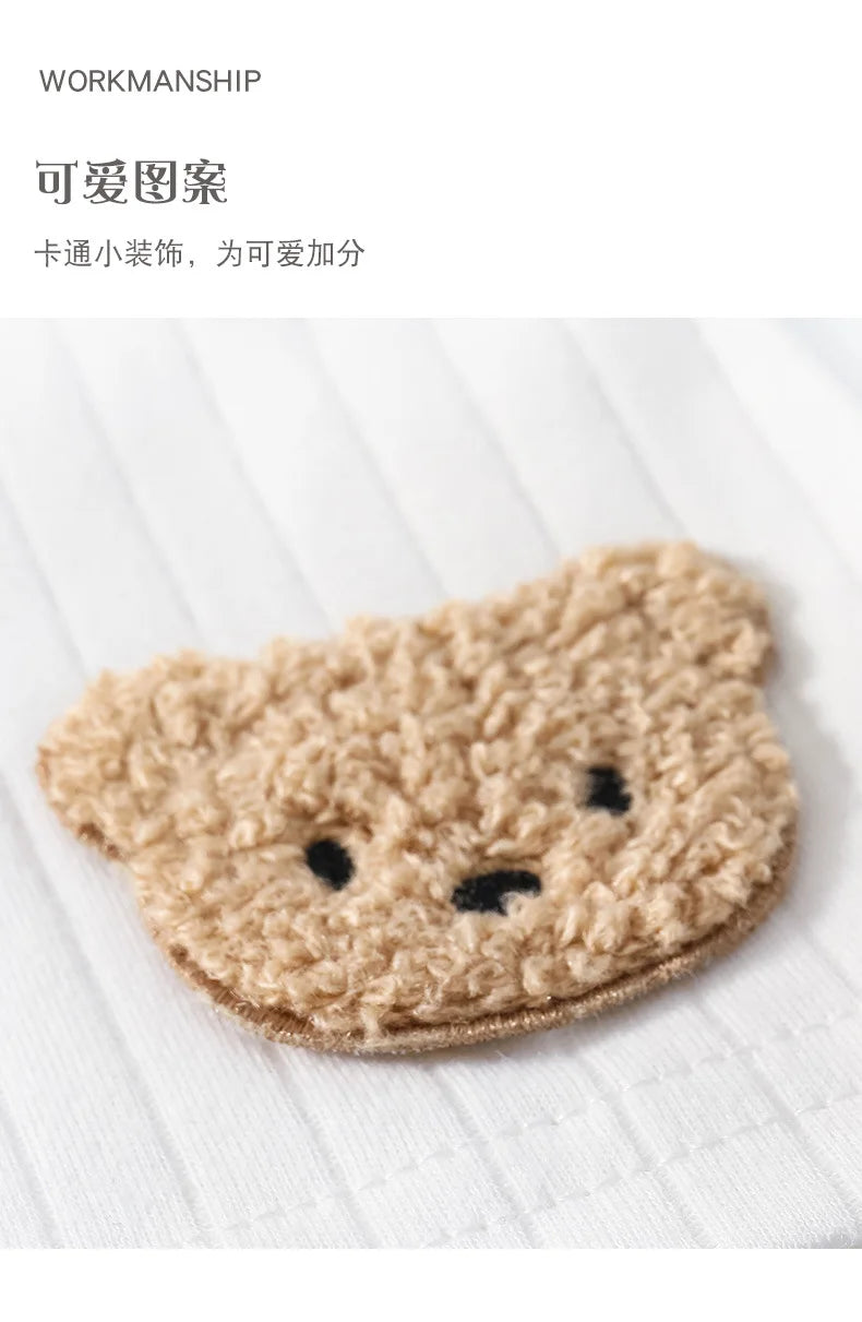 Soft Infant Beanies Caps Baby Hat Cartoon Bear Boneless Muslin Hat Newborn Headwear Windproof Spring Hat 0-3M Baby Hats
