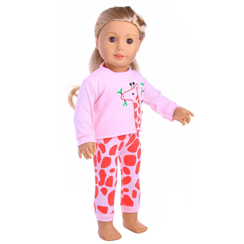 2 Pcs/Set Animal Pajamas Suit For 43 Cm Born Baby Reborn Doll Clothes Accessories 18 Inch Doll Girls Toys Our Generation Nenuco