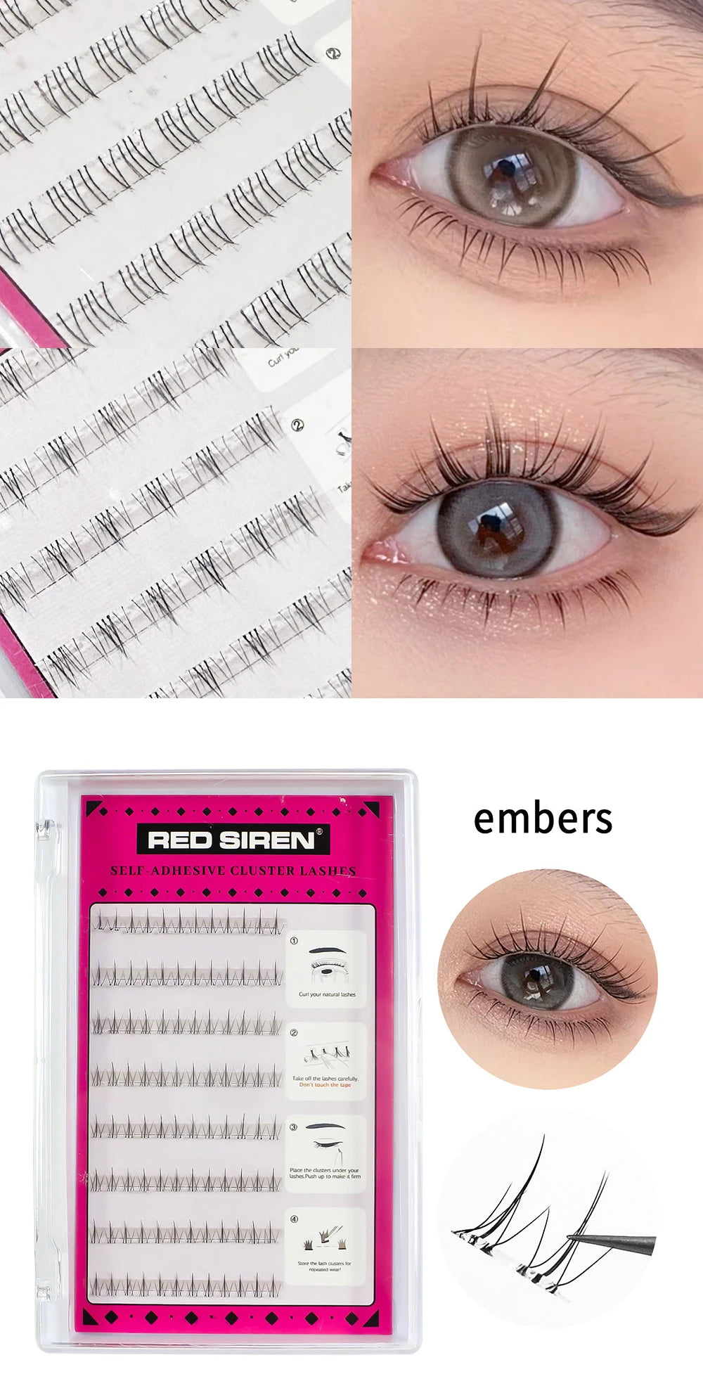 Self Adhesive Bottom Lashes No Glue Needed Reusable Under Eyelash Korean / Makeup DIY Individual Manga Lash Clusters