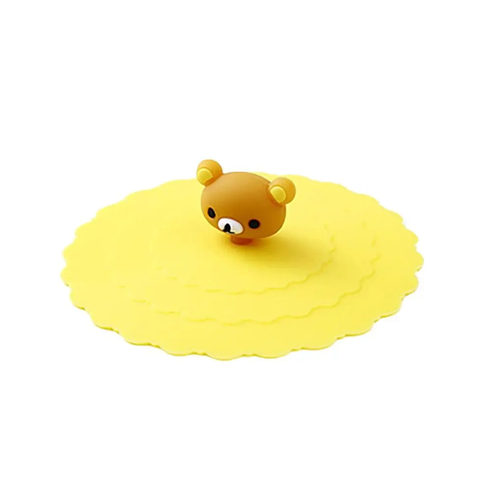 Cartoon 10cm Cute Silicone Cup Cover Heat-resistant Leak Proof Sealed Lids Cap Dustproof Cup Cover Suction Cup Cover Tea Lids
