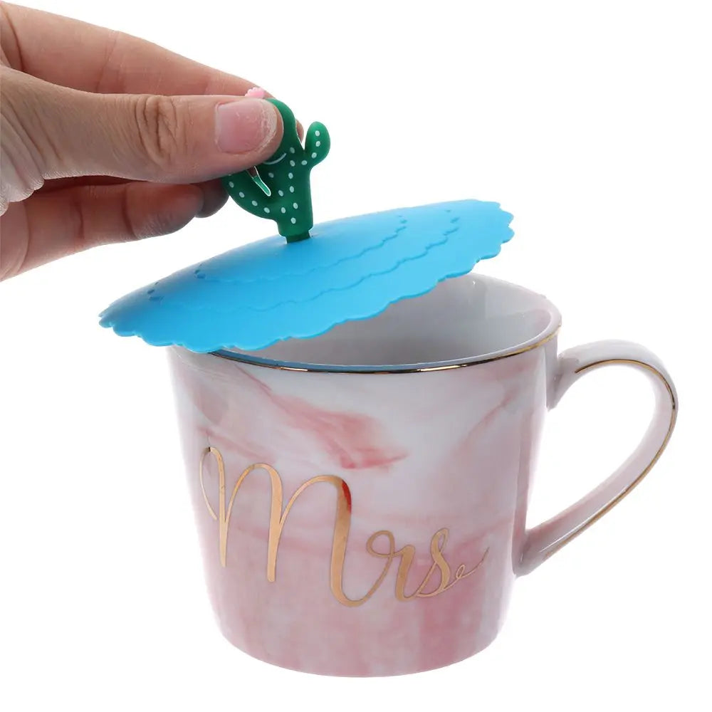 Cartoon 10cm Cute Silicone Cup Cover Heat-resistant Leak Proof Sealed Lids Cap Dustproof Cup Cover Suction Cup Cover Tea Lids