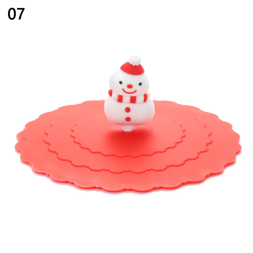 Cartoon 10cm Cute Silicone Cup Cover Heat-resistant Leak Proof Sealed Lids Cap Dustproof Cup Cover Suction Cup Cover Tea Lids