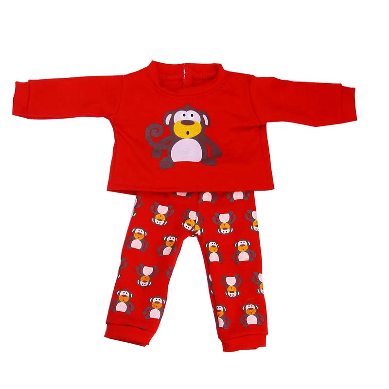 2 Pcs/Set Animal Pajamas Suit For 43 Cm Born Baby Reborn Doll Clothes Accessories 18 Inch Doll Girls Toys Our Generation Nenuco