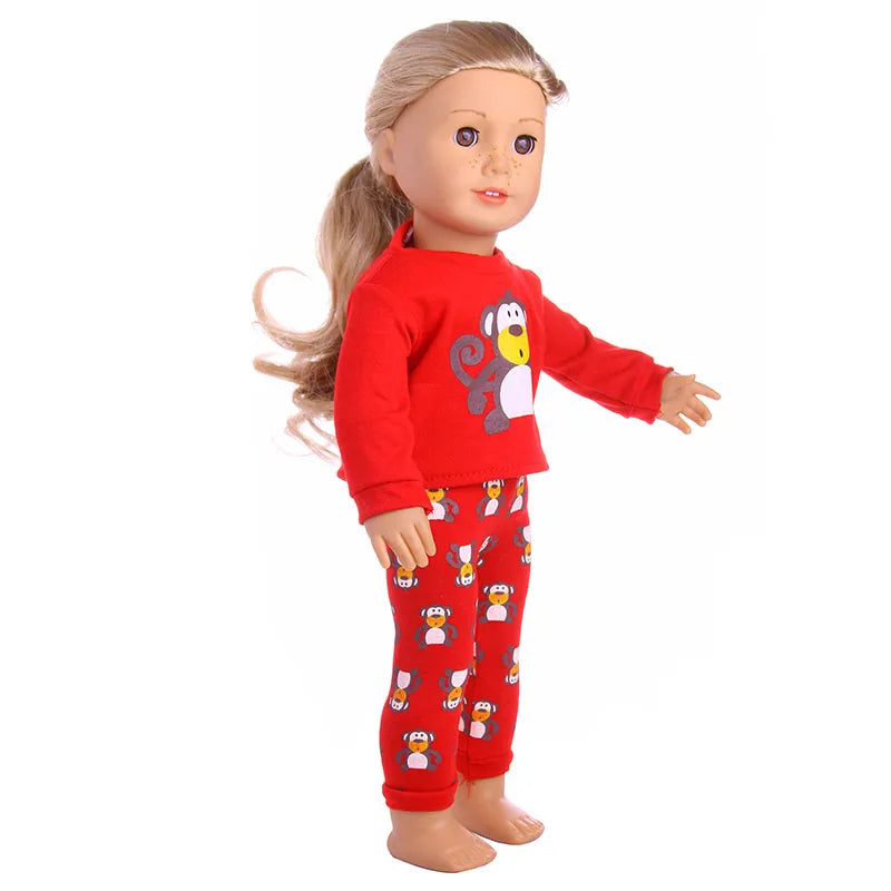 2 Pcs/Set Animal Pajamas Suit For 43 Cm Born Baby Reborn Doll Clothes Accessories 18 Inch Doll Girls Toys Our Generation Nenuco