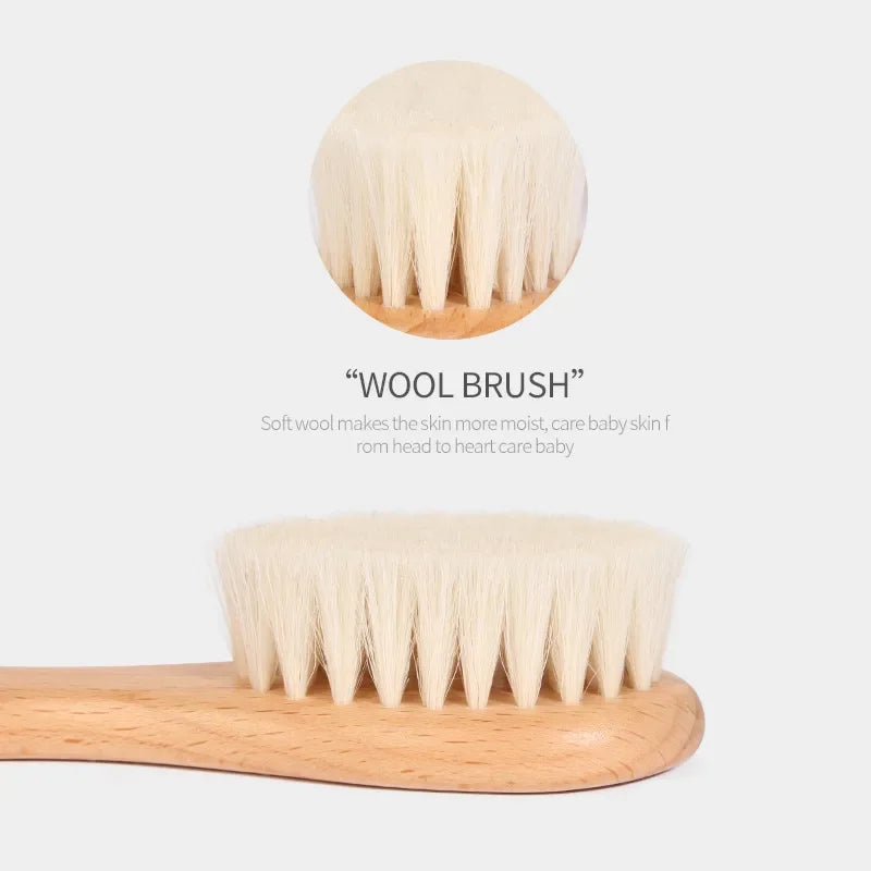 Newborn Baby Wool Baby Wooden Brush Comb Newborn Hair Brush Infant Head Massager Portable Baby Comb Hair Bath Brush Comb New