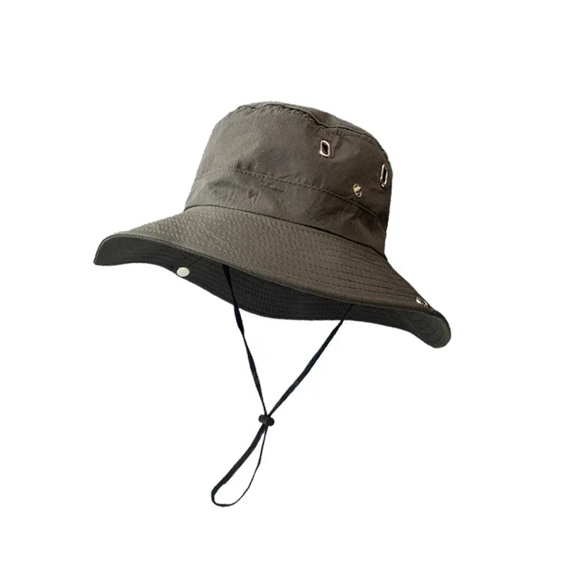 Summer Bucket Hat for Men Fisherman Cap Fishing Outdoor Sunshade Big Brim Sunscreen Riding Hiking Suncreen Sunhat