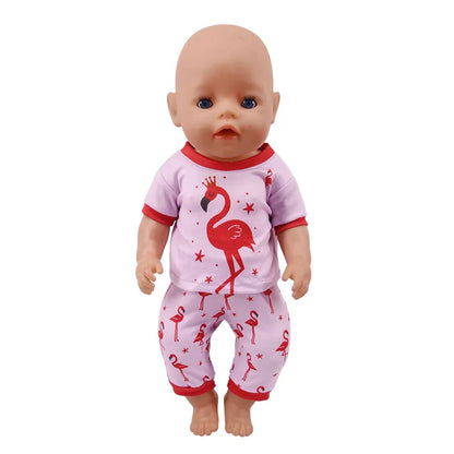 2 Pcs/Set Animal Pajamas Suit For 43 Cm Born Baby Reborn Doll Clothes Accessories 18 Inch Doll Girls Toys Our Generation Nenuco