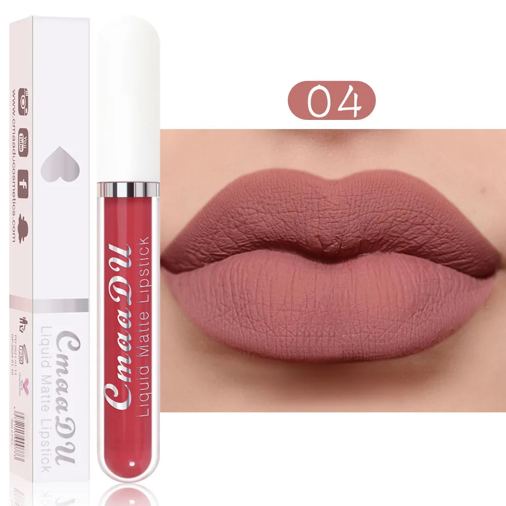 Sexy Long Lasting Velvet Matte Lip Gloss Rose Liquid Lipstick Makeup Women Beauty Red Nonstick Cup Waterproof Lip Gloss 18 Color