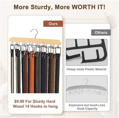 Wooden Belt Rack Women Storage Hangers for Clothes Case Home Wardrobe Accessories Supplly Scarf Organizer Men Tie Belt Hangers