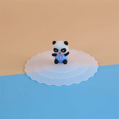 Cartoon 10cm Cute Silicone Cup Cover Heat-resistant Leak Proof Sealed Lids Cap Dustproof Cup Cover Suction Cup Cover Tea Lids