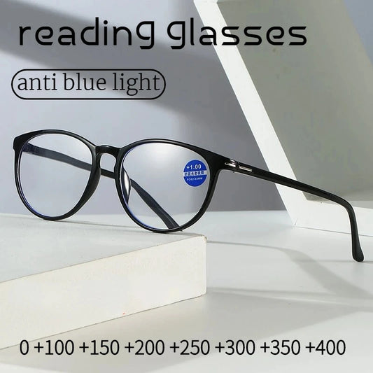 Reading Glasses Men Women Vintage Anti Blue Light Presbyopic Eyeglasses Round Full Frame Eyewear +1.0+1.5+2.0+2.5 +4.0