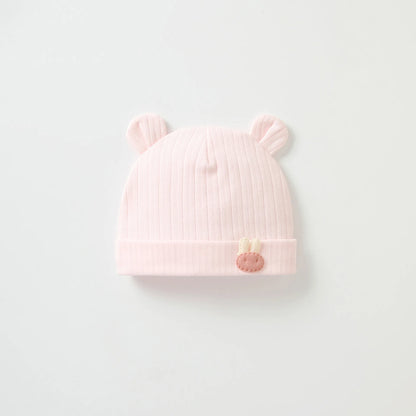 Soft Infant Beanies Caps Baby Hat Cartoon Bear Boneless Muslin Hat Newborn Headwear Windproof Spring Hat 0-3M Baby Hats