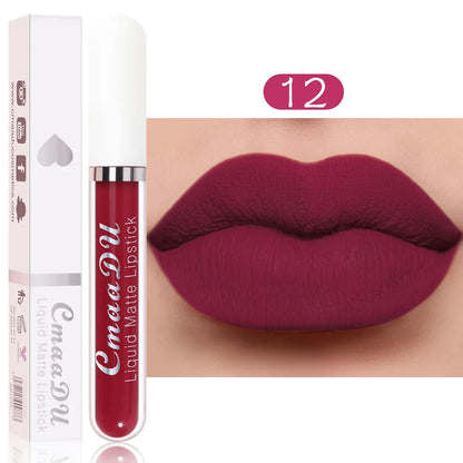Sexy Long Lasting Velvet Matte Lip Gloss Rose Liquid Lipstick Makeup Women Beauty Red Nonstick Cup Waterproof Lip Gloss 18 Color