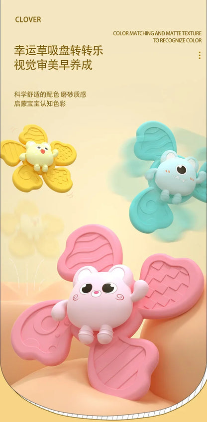 Baby Bath Toys Funny Bathing Sucker Spinner Suction Cup Cartoon Rattles Fidget Educational Toys For Children Boys Gift