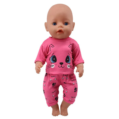 2 Pcs/Set Animal Pajamas Suit For 43 Cm Born Baby Reborn Doll Clothes Accessories 18 Inch Doll Girls Toys Our Generation Nenuco