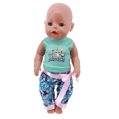 2 Pcs/Set Animal Pajamas Suit For 43 Cm Born Baby Reborn Doll Clothes Accessories 18 Inch Doll Girls Toys Our Generation Nenuco
