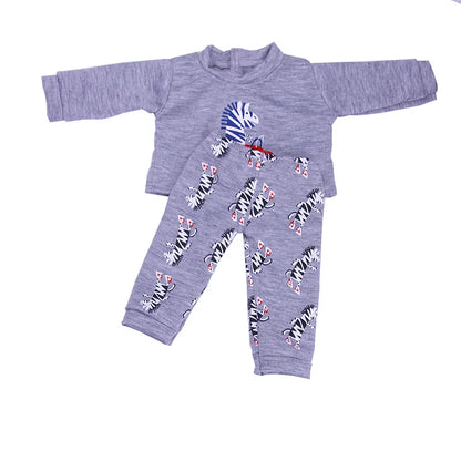 2 Pcs/Set Animal Pajamas Suit For 43 Cm Born Baby Reborn Doll Clothes Accessories 18 Inch Doll Girls Toys Our Generation Nenuco
