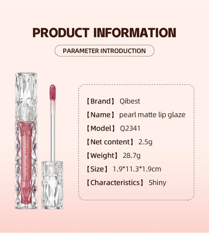 QIBEST Diamond Liquid Lipstick Moisturizing Lasting Purple Sparkling Waterproof Lip Gloss Matte Glitter Lipstick Korean Makeup