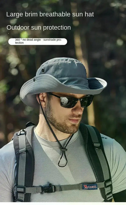 Summer Bucket Hat for Men Fisherman Cap Fishing Outdoor Sunshade Big Brim Sunscreen Riding Hiking Suncreen Sunhat