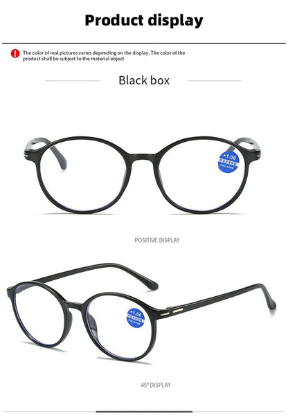 Reading Glasses Men Women Vintage Anti Blue Light Presbyopic Eyeglasses Round Full Frame Eyewear +1.0+1.5+2.0+2.5 +4.0