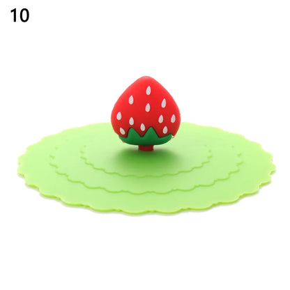 Cartoon 10cm Cute Silicone Cup Cover Heat-resistant Leak Proof Sealed Lids Cap Dustproof Cup Cover Suction Cup Cover Tea Lids