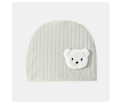 Soft Infant Beanies Caps Baby Hat Cartoon Bear Boneless Muslin Hat Newborn Headwear Windproof Spring Hat 0-3M Baby Hats