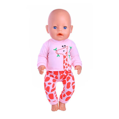 2 Pcs/Set Animal Pajamas Suit For 43 Cm Born Baby Reborn Doll Clothes Accessories 18 Inch Doll Girls Toys Our Generation Nenuco
