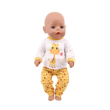 2 Pcs/Set Animal Pajamas Suit For 43 Cm Born Baby Reborn Doll Clothes Accessories 18 Inch Doll Girls Toys Our Generation Nenuco