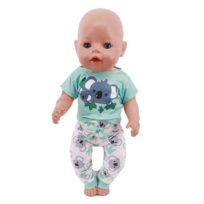 2 Pcs/Set Animal Pajamas Suit For 43 Cm Born Baby Reborn Doll Clothes Accessories 18 Inch Doll Girls Toys Our Generation Nenuco