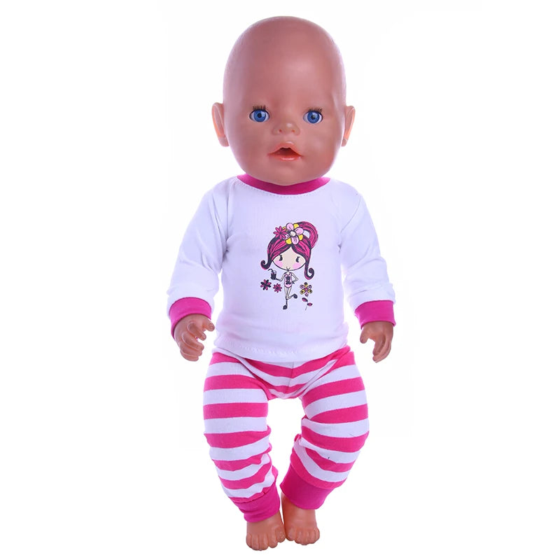 2 Pcs/Set Animal Pajamas Suit For 43 Cm Born Baby Reborn Doll Clothes Accessories 18 Inch Doll Girls Toys Our Generation Nenuco