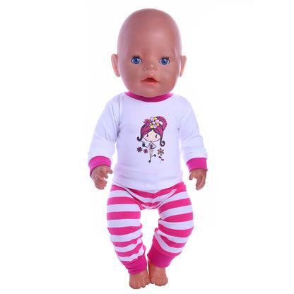 2 Pcs/Set Animal Pajamas Suit For 43 Cm Born Baby Reborn Doll Clothes Accessories 18 Inch Doll Girls Toys Our Generation Nenuco
