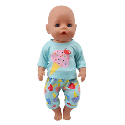 2 Pcs/Set Animal Pajamas Suit For 43 Cm Born Baby Reborn Doll Clothes Accessories 18 Inch Doll Girls Toys Our Generation Nenuco