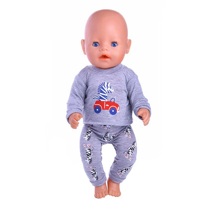 2 Pcs/Set Animal Pajamas Suit For 43 Cm Born Baby Reborn Doll Clothes Accessories 18 Inch Doll Girls Toys Our Generation Nenuco