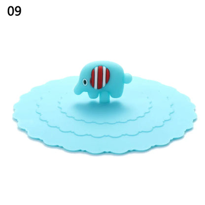 Cartoon 10cm Cute Silicone Cup Cover Heat-resistant Leak Proof Sealed Lids Cap Dustproof Cup Cover Suction Cup Cover Tea Lids