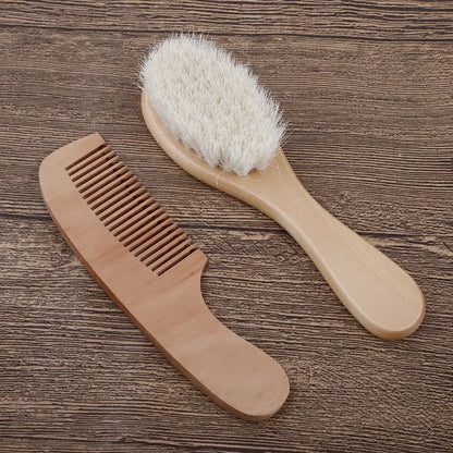 Newborn Baby Wool Baby Wooden Brush Comb Newborn Hair Brush Infant Head Massager Portable Baby Comb Hair Bath Brush Comb New