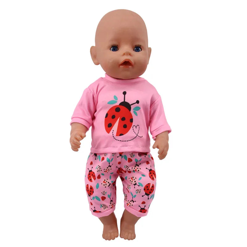 2 Pcs/Set Animal Pajamas Suit For 43 Cm Born Baby Reborn Doll Clothes Accessories 18 Inch Doll Girls Toys Our Generation Nenuco