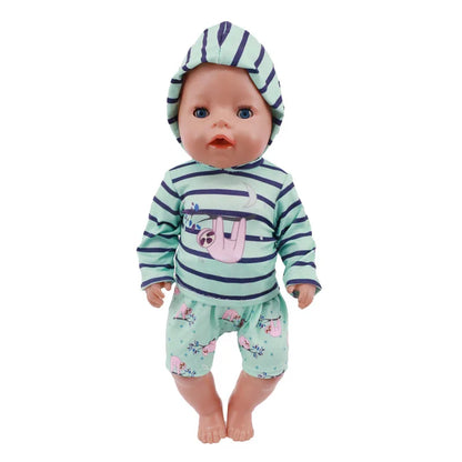 2 Pcs/Set Animal Pajamas Suit For 43 Cm Born Baby Reborn Doll Clothes Accessories 18 Inch Doll Girls Toys Our Generation Nenuco