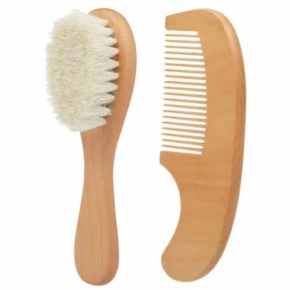 Newborn Baby Wool Baby Wooden Brush Comb Newborn Hair Brush Infant Head Massager Portable Baby Comb Hair Bath Brush Comb New