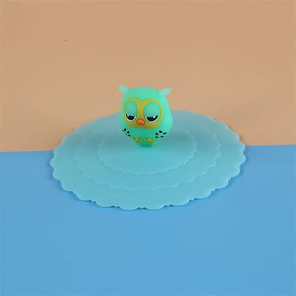 Cartoon 10cm Cute Silicone Cup Cover Heat-resistant Leak Proof Sealed Lids Cap Dustproof Cup Cover Suction Cup Cover Tea Lids