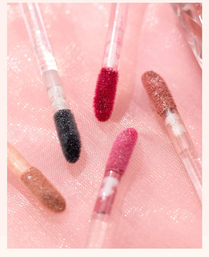 QIBEST Diamond Liquid Lipstick Moisturizing Lasting Purple Sparkling Waterproof Lip Gloss Matte Glitter Lipstick Korean Makeup
