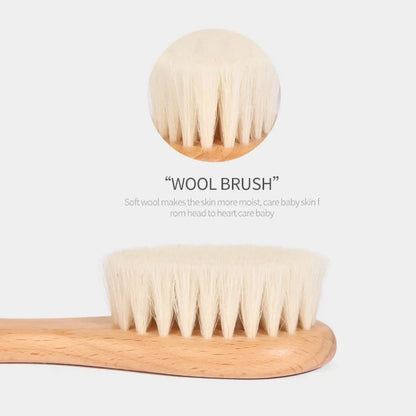 Newborn Baby Wool Baby Wooden Brush Comb Newborn Hair Brush Infant Head Massager Portable Baby Comb Hair Bath Brush Comb New